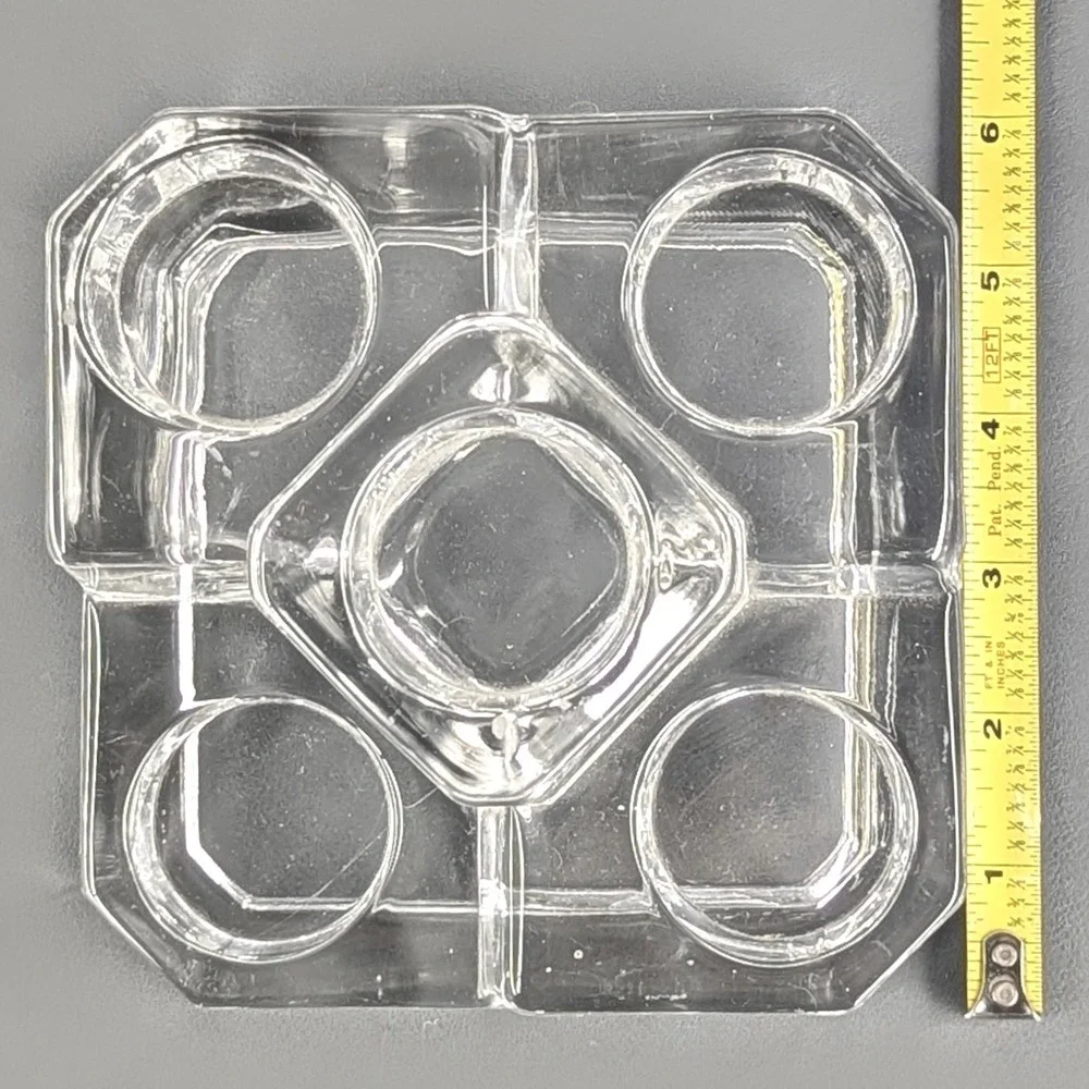Heavy Clear Glass 5 Tiered Votive Taper Candle Holder Brutalist Geometric 6x6x4